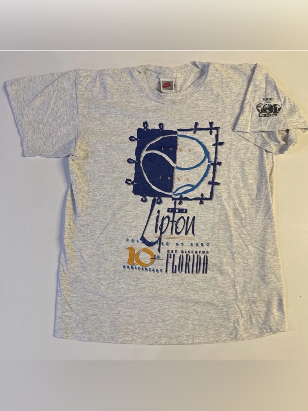 Vintage 1994 Nike The Lipton Tennis T Shirt Key Biscayne Anniversary Size L